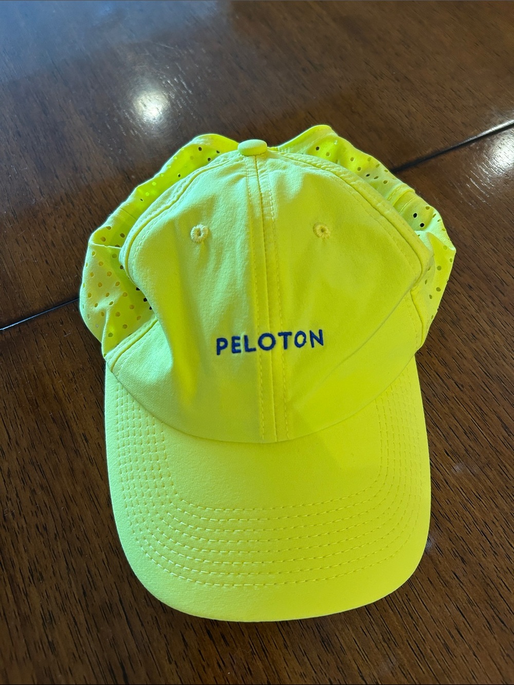 Peloton Neon Yellow Running Cap with Blue Logo